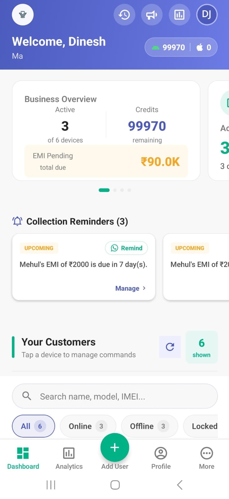 Vajra MDM App Dashboard